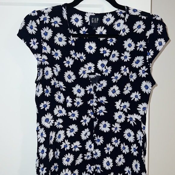 Navy Blue and White Floral Mini Dress - Picture 2 of 2